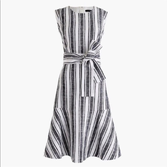 ✨J crew linen stripe dress - Picture 1 of 5